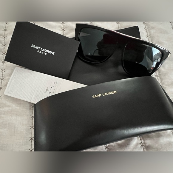 Saint Laurent Glossy Black Sunglasses - Picture 1 of 5